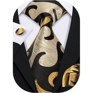 ClassicMens Ties Silk Necktie Pocket Square Cufflinks Set Woven Wedding Business